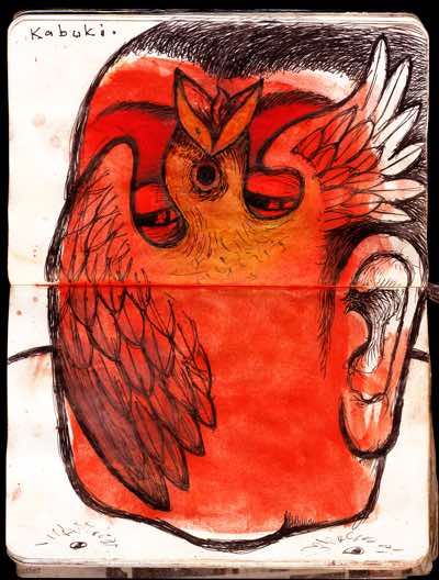 2010, Ink and Watercolor Sketch on Paper, 11 x 7 in, Collection of the Artist