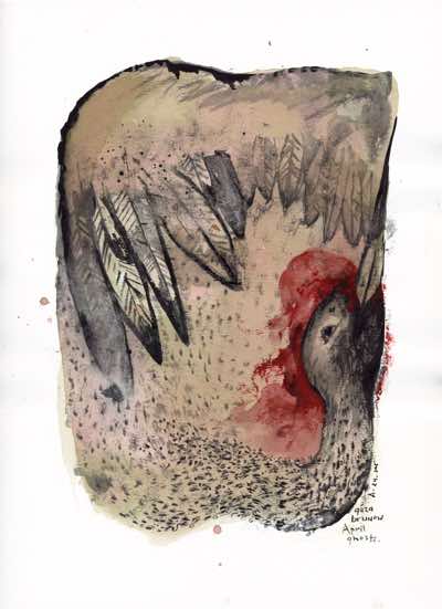 2005, Ink and Watercolor on Paper, 9 x 12 in, SOLD
